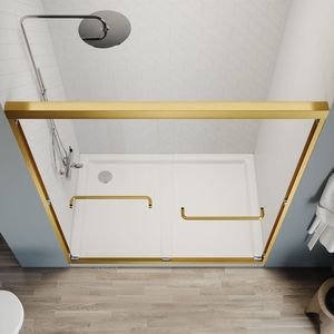 Porta Doccia in Vetro Temperato Trasparente Certificato Spesso 56-60 Pollici Larghezza X 72 Pollici Porta Doccia Semi-Frameless Regolabile in Altezza - Product Image 3