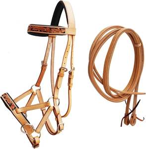 Brida de Cuero Genuino de Alta Calidad al por Mayor con Acolchado Suave para Salto Ecuestre - Product Image 1