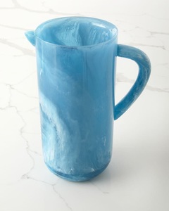 Jarra de agua azul de resina con asa, 1 litro, apta para lavavajillas, utensilio de cocina para servir en el hogar o en fiestas. - Product Image 2