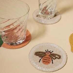 CRYSTAL CRAFT High Quality Embroidery Seed Bead Coaster Square Fabric <b>Backed</b> Glass Beaded Drink Mat Table <b>Protector</b> For Home - Product Image 5