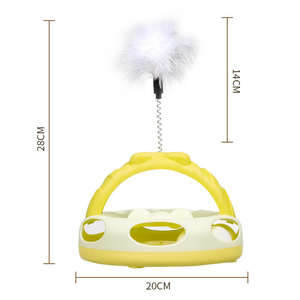 Nouveau jouet interactif pour chat, type disque de tennis de table, avec plume, écologique et moderne, pour divertissement autonome, avec rail et plateau tournant - Product Image 3