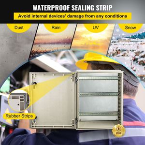 Scatola di giunzione a cerniera impermeabile NEMA 4X in fibra di vetro e acciaio 20x16x8 pollici per custodie di elettronica e strumentazione - Product Image 3