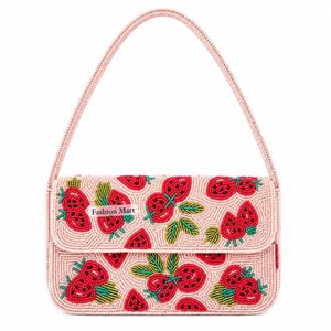 Bolso de hombro con solapa y cuentas, con diseño de rayas y mariposas, hecho a mano, moderno, para fiestas nocturnas - Product Image 4