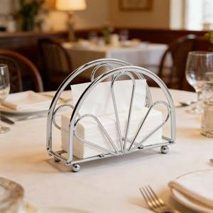 <b>Silver</b> Metal <b>Napkin</b> Ring Holder Semi Circle Stand Wedding Table Decoration - Product Image 5