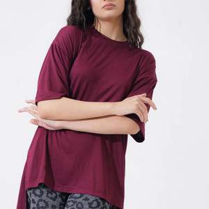 Camiseta de Verano para Mujer, Oversize, de Algodón, Transpirable, Cuello Redondo, Manga Corta, Hombros Caídos, Lisa, Casual, a la Moda - Product Image 3