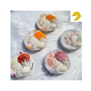 Wholesale Vintage Handmade Durable Seashell Frame Natural Coastal Decorative <b>Handheld</b> <b>Mirror</b> Home Interior Hotel Resort Gift - Product Image 1