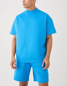 <b>Men's</b> Striped Cotton Knitted T-Shirt And Shorts Set Casual Summer Wear Breathable White - Product Image 5