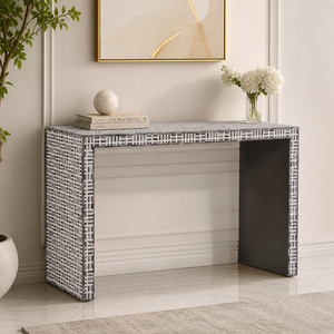 Console de rangement moderne en bois massif avec motif géométrique pour l'entrée et la décoration du salon - Product Image 2