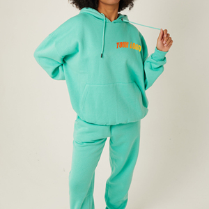 Hot Selling Winter Lace Hip Hop Color Block Zip Hoodie <b>Baggy</b> <b>Jogger</b> Sweatsuit 100% Cotton Breathable Gym Wear Tracksuit - Product Image 2