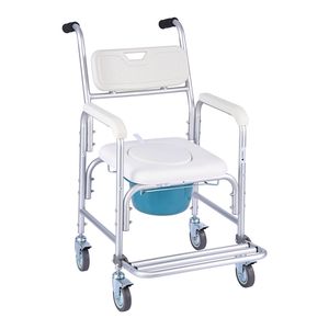 Sedia Comoda da Comodino 4-in-1 con Ruote, Capacità 159 kg, WC Portatile da Ospedale con Schienale Rialzato e Poggiapiedi - Product Image 1