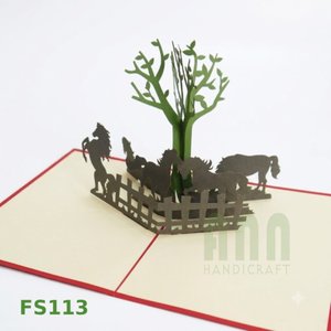 การ์ดมิตรภาพรูปม้าป๊อปอัพระานฝีมือทำตามสั่ง3D กระดาษพิมพ์ลายไดคัท4สีสำหรับของขวัญวันขอบคุณพระเจ้างานตามสั่ง - Product Image 2
