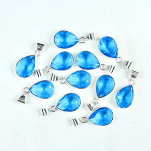 Pendentif en cristal bleu facetté de haute qualité, forme goutte d'eau, monture argentée, tendance, vente en gros, fournitures de bijoux de boutique, meilleures ventes - Product Image 4