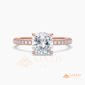 Bague en or rose avec diamant moissanite taille coussin pour femme, bijoux de mariage et de fiançailles, style nuptial américain - Product Image 5