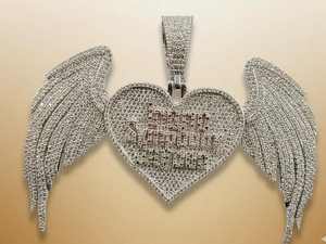 Colgante de Plata de Ley 925 con Diseño de Corazón y Alas, Totalmente Cubierto de Diamantes Moissanite VVS, Joyería de Moda para Raperos - Product Image 3