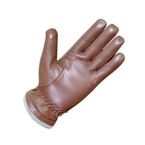 Gants de conduite en cuir marron pour hommes, chauds pour l'hiver, à doigts entiers, compatibles écran tactile, avec sangle réglable, pour la mode en plein air - Product Image 4