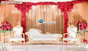 Juego de Muebles para Boda Tallados a Mano, Sofá Indio para Escenario, Sofá Dorado Tallado para Escenario de Boda, Australia - Product Image 5
