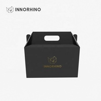 Boîte cadeau en papier biodégradable noir personnalisée pour pot à cupcakes, emballage pour produits de soin de la peau |   Boîte en carton pliable de luxe avec logo en relief
