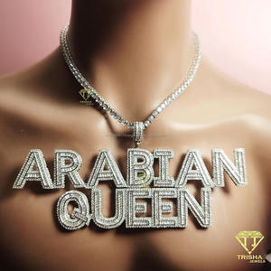 Custom " Arabian Queen " <b>Name</b> Pendant Necklace Iced Out Moissanite Diamond Hip Hop Tennis <b>Chain</b> Jewelry Gift - Product Image 6
