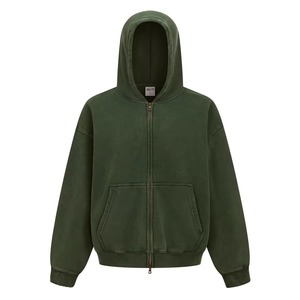Sudadera con capucha para hombre, de peso pesado, con logotipo personalizado, lavado ácido, corte holgado extragrande, efecto descolorido por el sol, con bolsillo y cremallera, hombros caídos, fabricante - Product Image 5