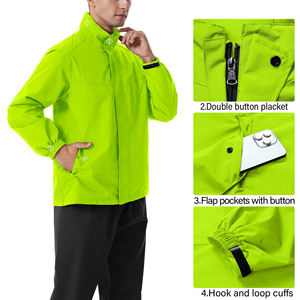 Combinaison de pluie à capuche haut de gamme avec logo personnalisé, légère, imperméable, ajustement réglable, pour toutes les conditions météorologiques - Product Image 2