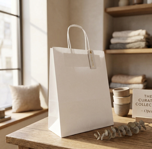Factory Custom Classic Paper <b>Bag</b> with Handle Offset Printing 100% Recycled Kraft Personalised Logo - Product Image 2