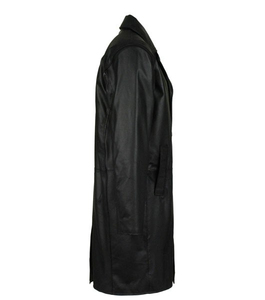 Blazer en cuir véritable noir pour homme, col rabattu, coupe ajustée, style décontracté chic - Product Image 5