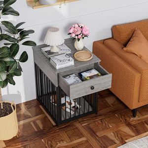 Decorative Iron Tube Dog <b>Crate</b> Furniture Rectangle Indoor Pet Kennel End Table Small Dog House with Elegant Pattern - Product Image 3