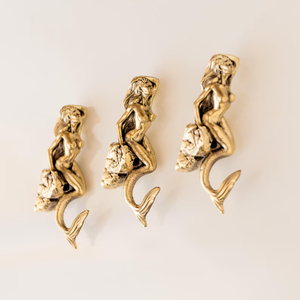 Cast Brass Mermaid Shape Gold Color Hooks Luxury Style <b>Wall</b> Decor Coat And <b>Clothes</b> hanger Metal Hooks Set Home Decoration - Product Image 6