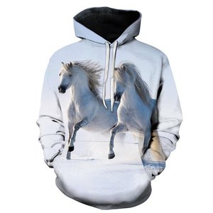 Sweat à capuche pour homme personnalisé avec imprimé cheval de feu, coupe classique, en polyester, décontracté, pour l'automne, avec logo sur le devant - Product Image 5