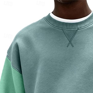Sudadera de Invierno para Hombre, Cuello Redondo, Color Verde Azul Claro, Estilo Casual, Oversize, 100% Algodón Felpa, 500 Gramos - Product Image 5