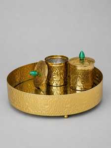 Assiette de service de luxe personnalisée en or gaufré, durable, décorative, pour banquet, mariage, table - Product Image 2