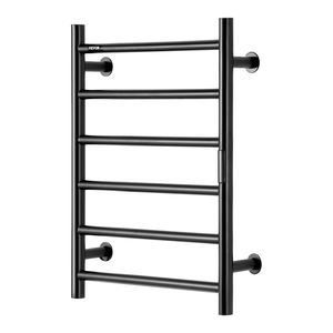 Nero opaco 6-Bar scaldasalviette elettrico riscaldato a parete bagno Plug-In Nopwer stendibiancheria Bar - Product Image 1