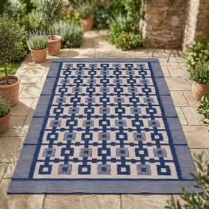 Alfombra HILTEX para Interiores y Exteriores, Lavable, Tejida, Rectangular, de Poliéster, con Patrón Geométrico, Base de Látex de 6mm - Product Image 2