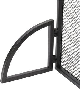 Paravent de cheminée en métal à grille circulaire contemporaine, pliable en trois panneaux, avec maille fine, protection anti-étincelles, protection de foyer sécurisée pour les enfants - Product Image 4