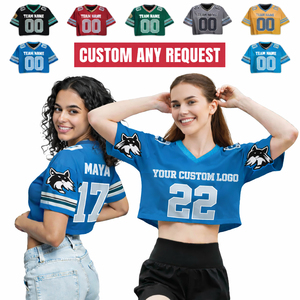 เสื้อยืดครอปผู้หญิงขายส่ง พิมพ์ลายหมายเลขตามสั่ง แขนสั้น สไตล์เจอร์ซีย์ แฟชั่นสตรีทแวร์ฤดูร้อน เสื้อครอปท็อป - Product Image 2