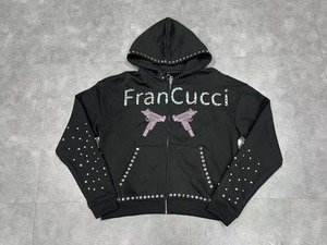 Black Rhinestone Zip Hoodie Crystal Graphic Oversized Winter Front Solid Streetwear Premium Cotton Fleece Custom Fashion Hoodie - Product Image 3