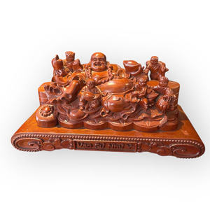 La estatua del Buda Maitreya de las Cinco Bendiciones está tallada en un solo bloque de madera de Huong. - Product Image 6