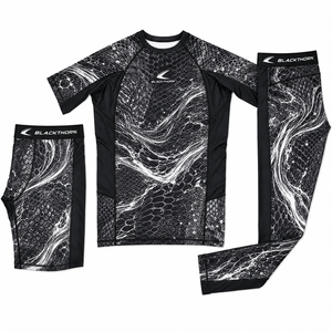 Ensemble de vêtements de sport pour hommes, haut et short de compression MMA, leggings, kit de combat, imprimé par sublimation, spandex/polyester, séchage rapide, extensible - Product Image 3