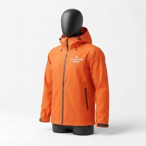 Veste de pluie d'hiver pour homme, imperméable, coupe-vent, respirante, à capuche, avec logo sur le devant, veste de pluie tendance - Product Image 5