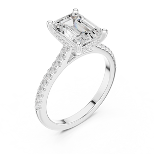 Anillo de Compromiso de Diamantes con Corte Esmeralda de Lujo, Certificado IGI, Oro de 18K, Banda con Micropavé, Elegante Joyería para Bodas y Fiestas para Mujer - Product Image 5