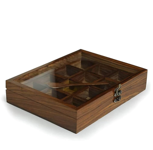 Wood Spice <b>Box</b> Round Shape Wood <b>Herbs</b> <b>Box</b> With Lid Wooden Craft Seasoning Masala Storage <b>Box</b> - Product Image 3