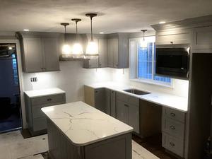 Leon quartz <b>island</b> kitchen countertop modern quartz kitchen countertop thick <b>island</b> waterproof 15-30 mm <b>island</b> application - Product Image 2