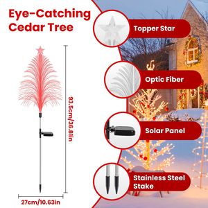 4-Pack 7 Color Changing Solar Christmas <b>Tree</b> <b>Lights</b> Outdoor Optical Fiber Stake <b>Lights</b> Cedar <b>Tree</b> Topper Star IP44 Garden <b>Lights</b> - Product Image 4
