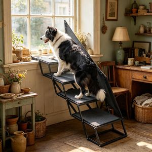 Scala per Animali Domestici Regolabile in Altezza, Moderna per Interni/Esterni, con Motivo Animale alla Moda, in Tessuto Lavabile e Schiuma, per Gatti, Soggiorno e Camera da Letto - Product Image 5