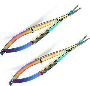 Stainless Steel Spring <b>Cuticle</b> <b>Scissors</b> Curved Sharp Blade Tip Multi Plasma Color Beauty Manicure Nail Care Tools Nail Files - Product Image 2