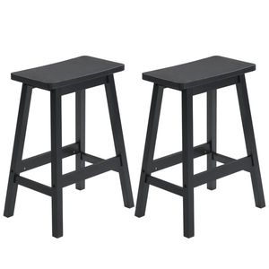 2 taburetes de bar con asiento tipo silla de madera de pino negro - Product Image 2
