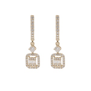 Pendientes de Aro de Cobre Esmaltado de Diseño Inspirado para Mujer, Chapados en Rodio de Alta Calidad, con Diamantes Naturales, Joyería de Moda de 14 Quilates - Product Image 1