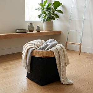 Rafika <b>Basket</b> Black Woven Natural Fiber Storage Bin <b>Plant</b> Pot Planter Decorative Home Organizer Laundry <b>Basket</b> Holder - Product Image 5