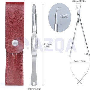 Stainless Steel Spring Action Cuticle <b>Scissors</b> With Leather Pouch <b>For</b> Professional Manicure And <b>Nail</b> Care - Product Image 2
