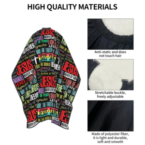 Capa de Peluquería Desechable Resistente para Salón, con Estampado de Tipografía Jesús, Impermeable, Ajustable - Product Image 3